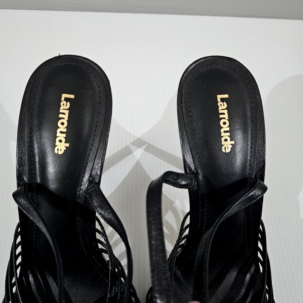 Larroude Valerie Slingback Knotted Sandal Stiletto Black Leather Size 9.5 NWOT - Picture 7 of 13